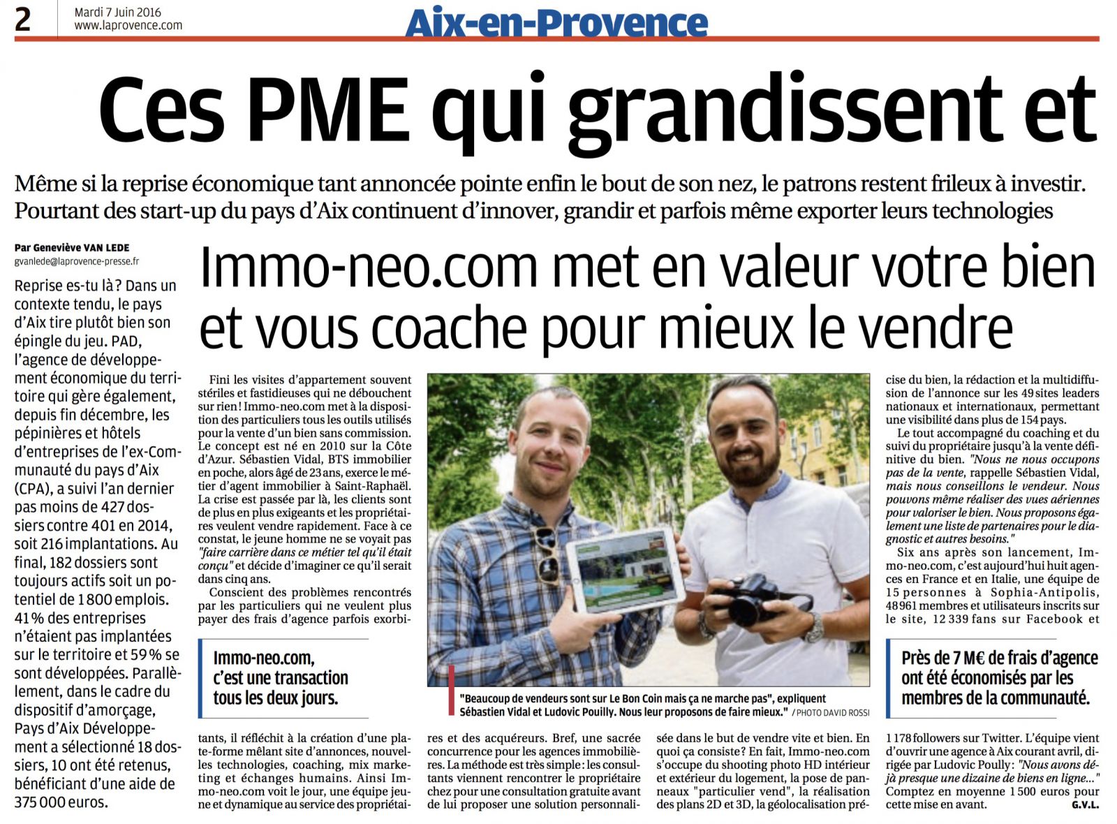 [Interview] Le quotidien La Provence parle du concept immoneo.com